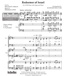 Redeemer Of Israel (Holyoak – SATB, piano and organ)