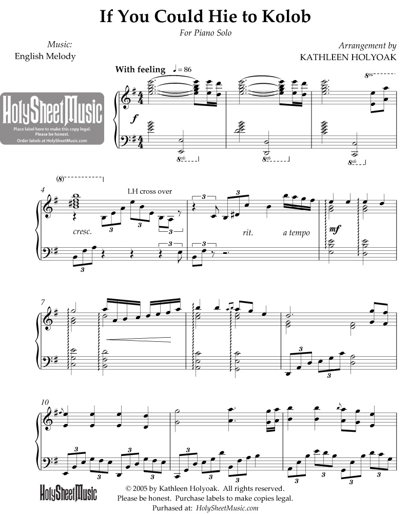 Escandaloso Aumentar Volver a llamar If You Could Hie to Kolob (Piano Solo – Holyoak) - Holy Sheet Music