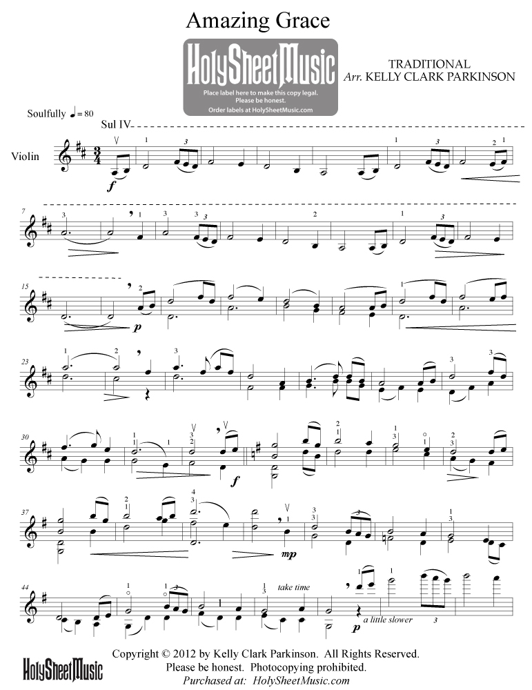 Amazing Grace Violin Sheet Music