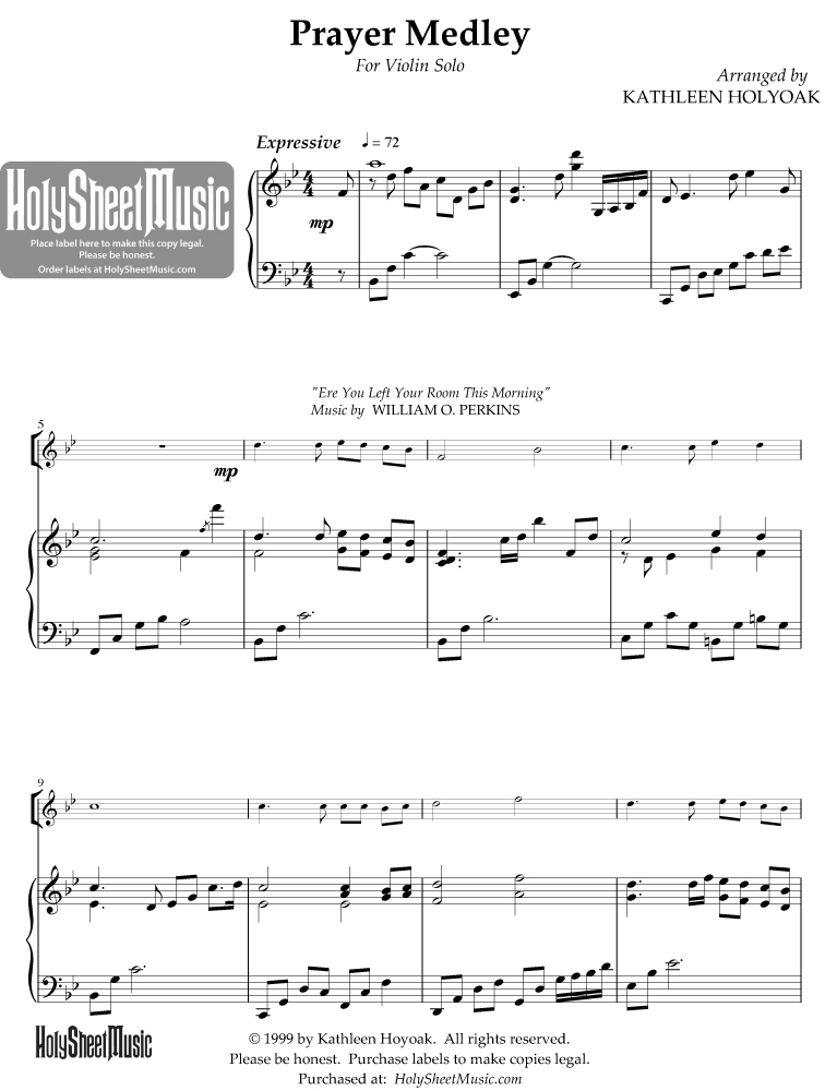 Prayer Medley (Violin Solo) - Holy Sheet Music