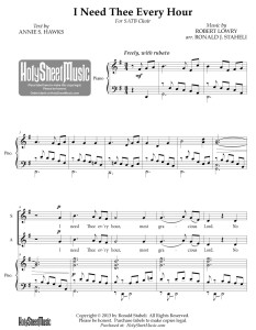 I Need Thee Every Hour (SATB – Staheli)